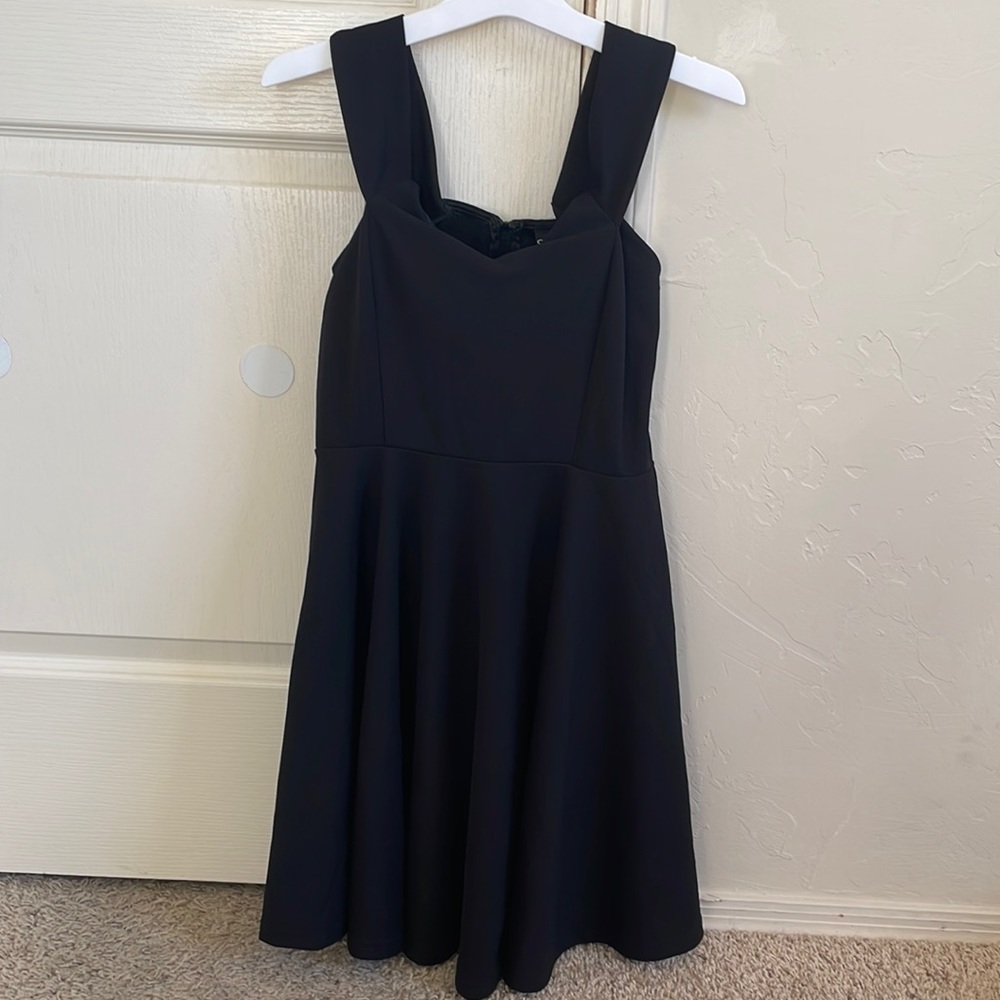 black mini dress from windsor. on or off the shoulder